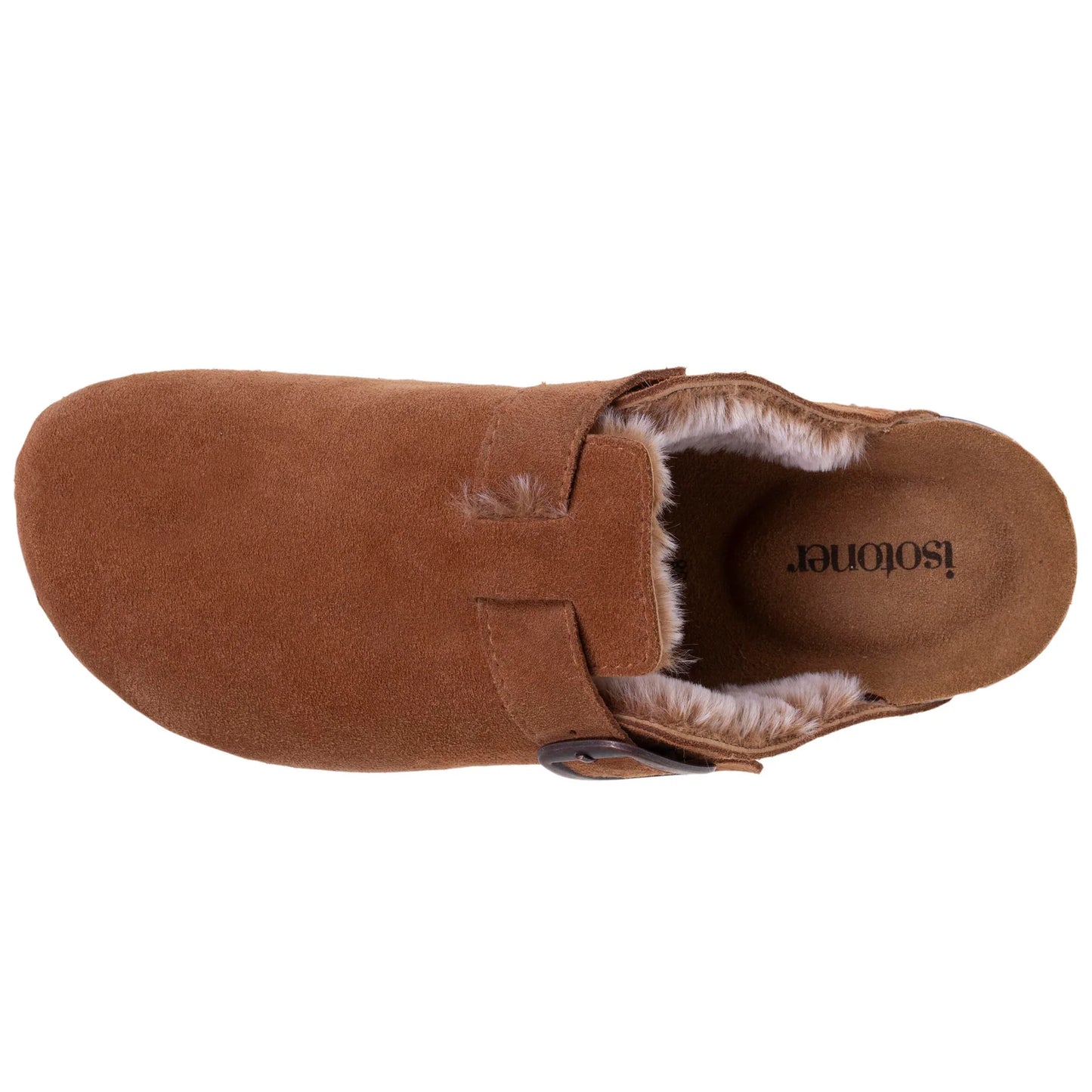 Sabots fourrés en cuir Femme Camel