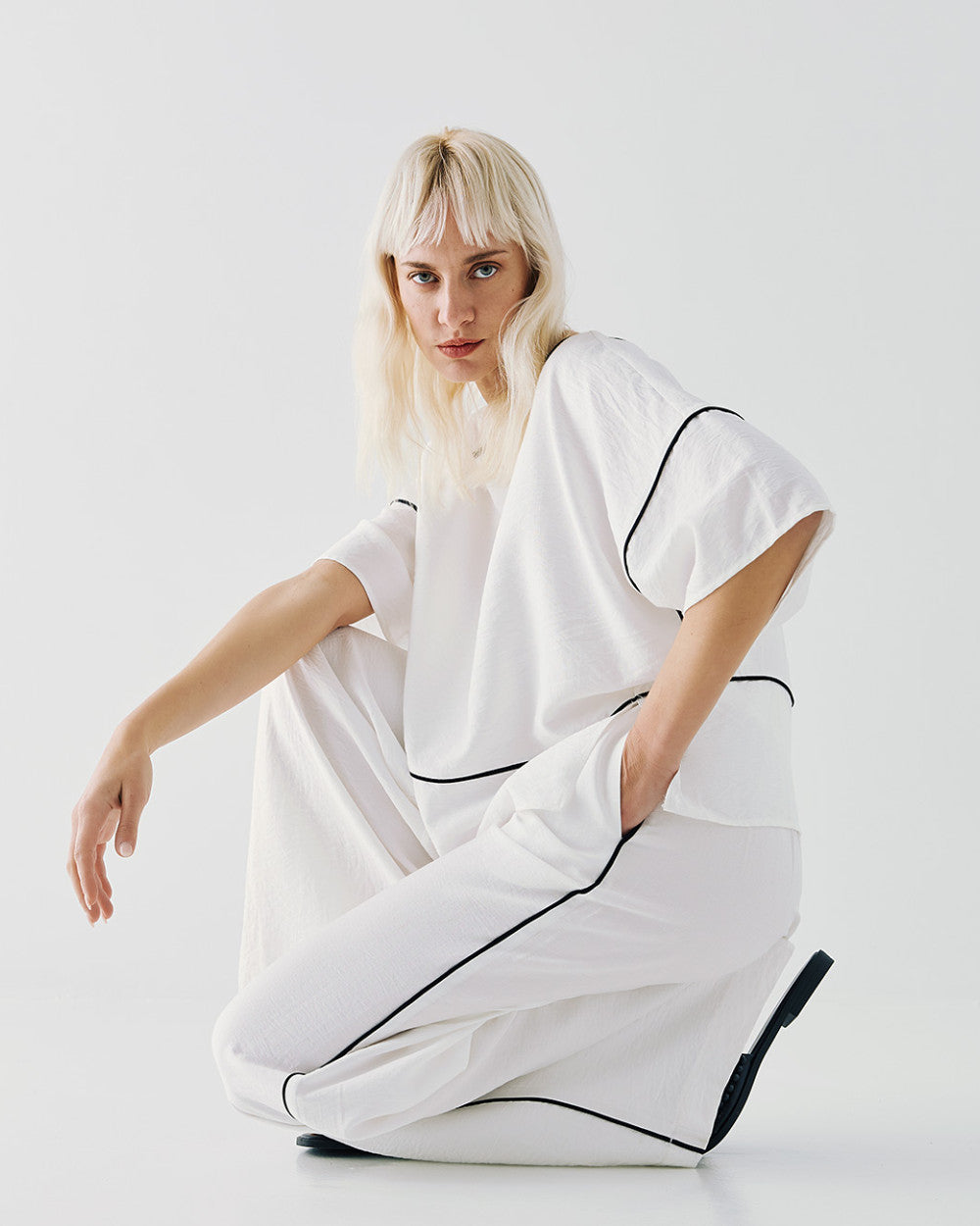 Blouse Oversize à Détails Contrastants