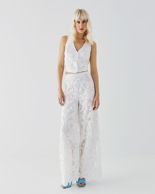 Top Gilet Brodé à Encolure en V