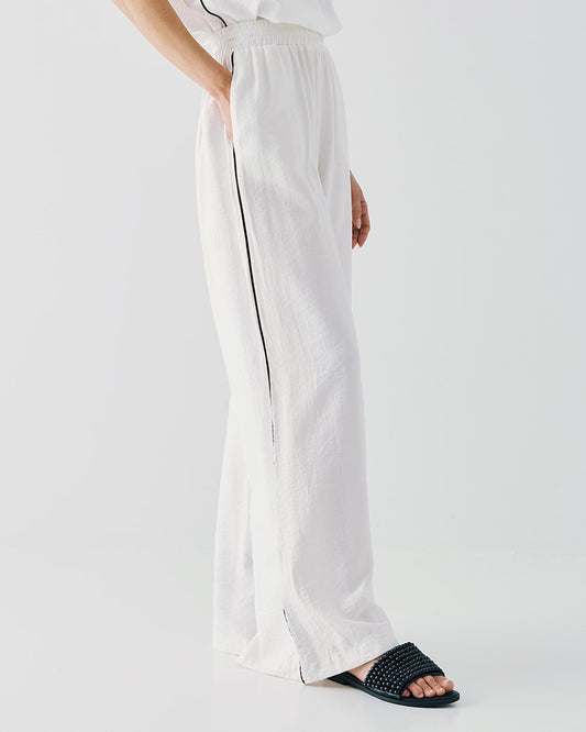 Pantalon Taille Haute à Détails Contrastants
